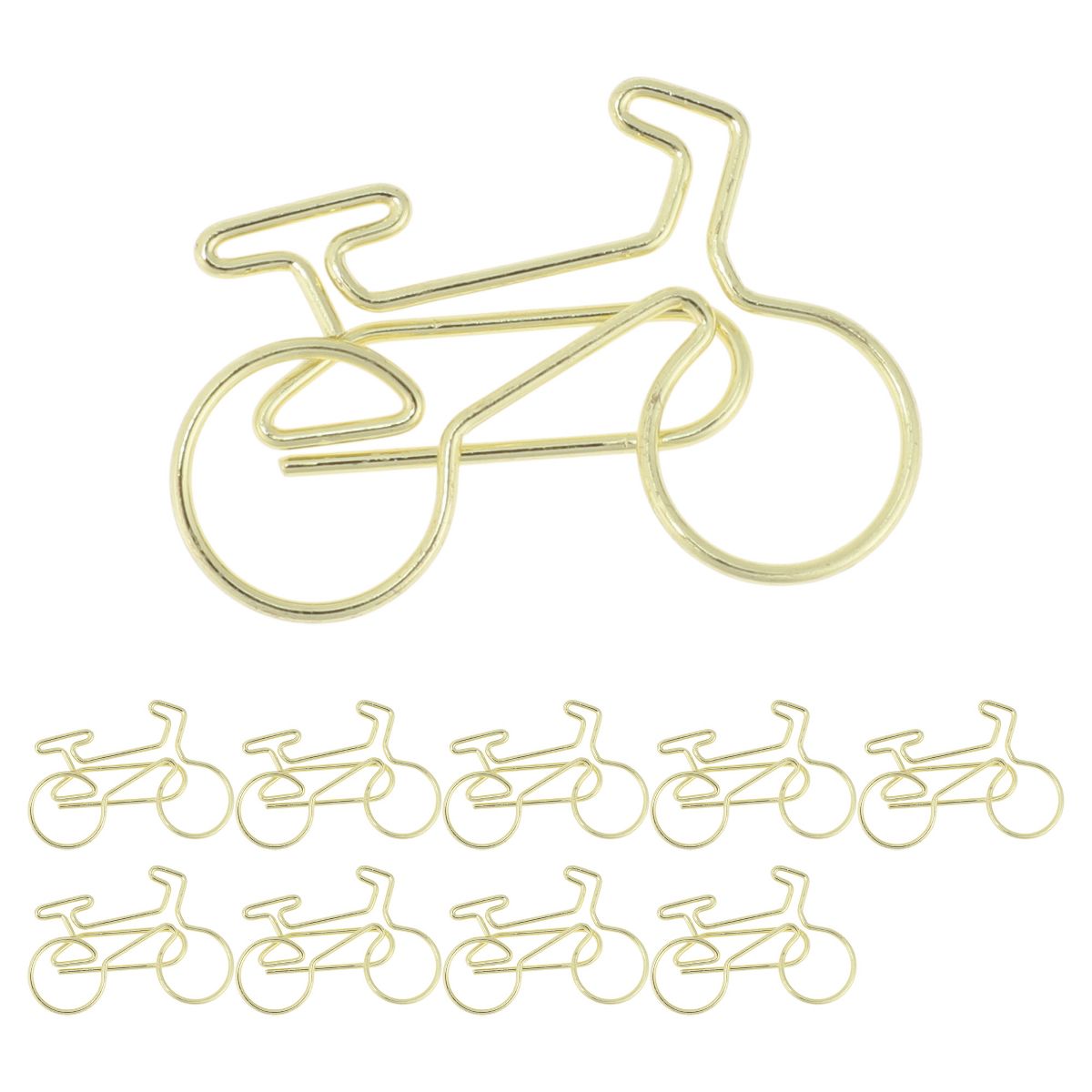 Unique Bargains Decorative Planner Clips for Document Note Sorting Organizing Office Supplies 10 Pcs Bicycle Shape (Gold Tone)