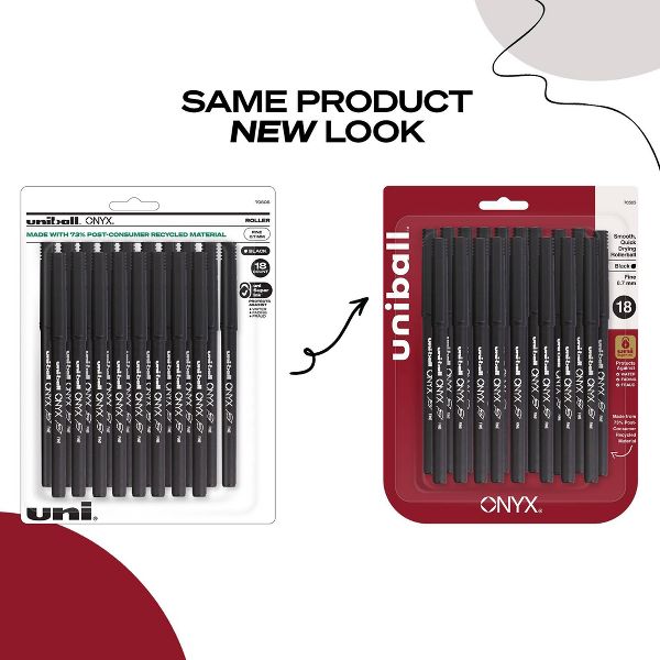 uniball 18ct Onyx Rollerball Pens Black Fine Point 0.7mm Black Ink: Fade-Resistant, School Supplies, Pocket Clip
