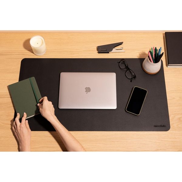 Anecdote Vegan Leather Desk Pad - Large Desk Mat Mouse Pad for Office, Keyboard & Laptop, Easy Clean, Black, 17x23.5