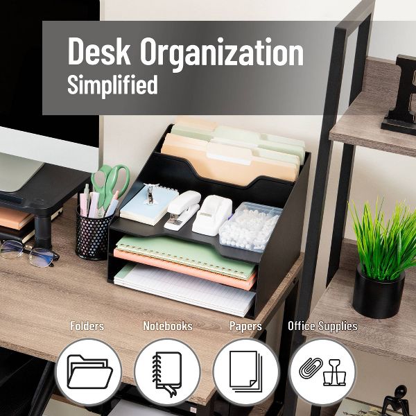 Mind Reader 3-Tier Plastic Desk Organization Set Black
