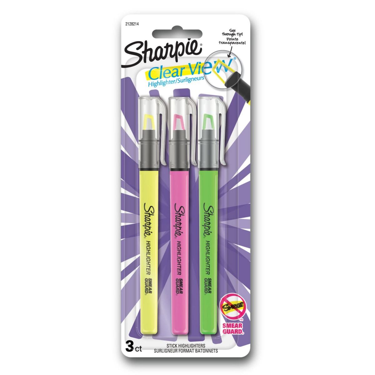 Sharpie Clear View 12pk Highlighters Chisel Tip Multicolored: Bold & Fine Markers for School Supplies