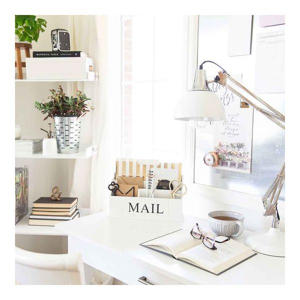 Blu Monaco Espresso Brown Wooden Mail Organizer – 3-Tier Desk Organizer with Mail Print