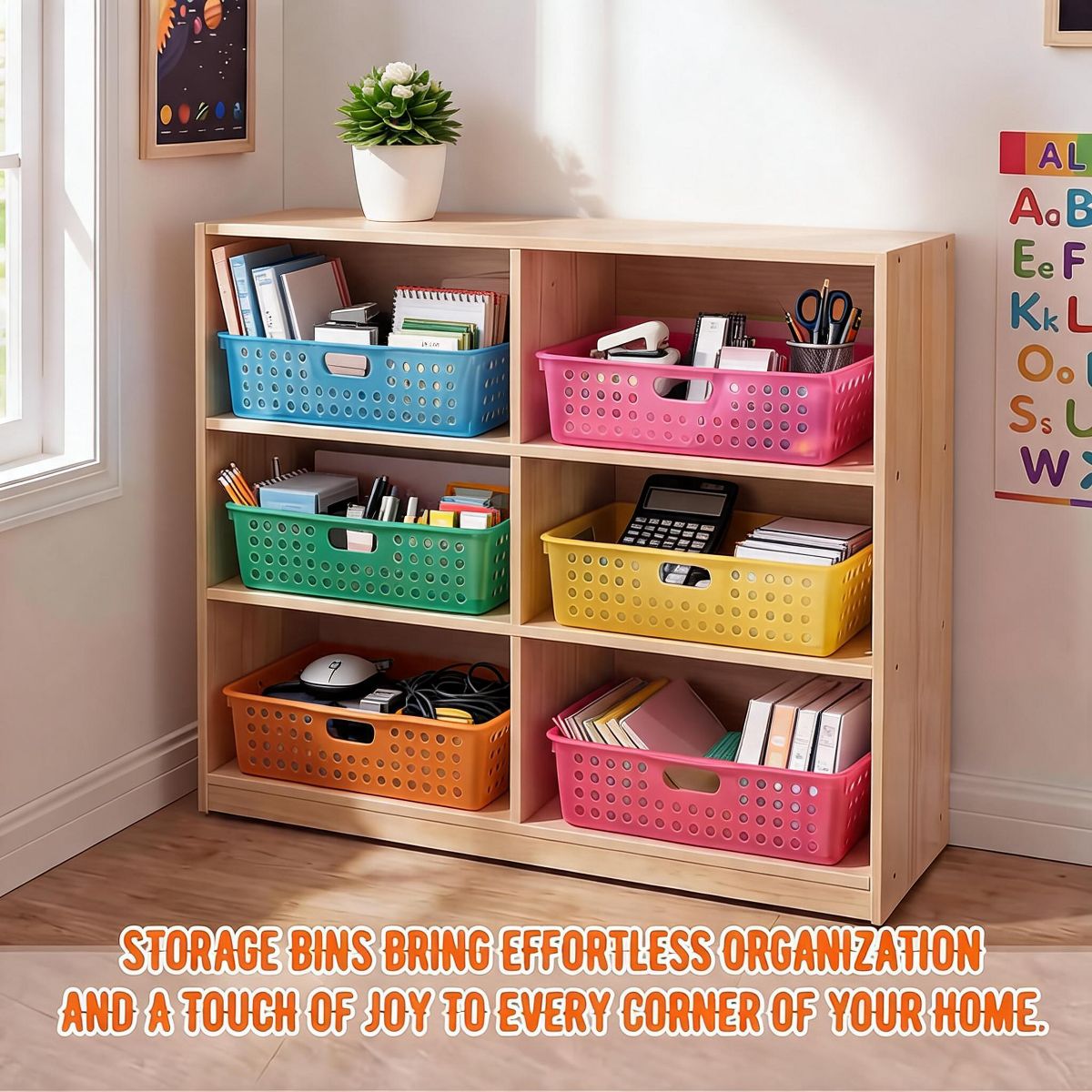 6 Pack Translucent Stackable Paper Organizer Bins, Plastic Classroom Storage Baskets for Office Desk, Letter/A4 File Holder Tray