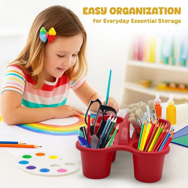 4E's Novelty 4 Pack Pencil Caddy for Classroom, Vibrant Classroom Caddy, Durable Table Drink Holder for School, Useful School’s Desk Caddy