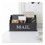 Blu Monaco Espresso Brown Wooden Mail Organizer – 3-Tier Desk Organizer with Mail Print