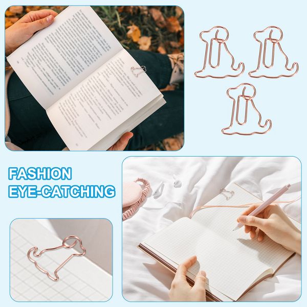 Unique Bargains Metal Cute Decorative Dog Shape Paper Clip Clamp for Home Office Supplies 60 Pcs Gold