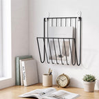 Wall‑Mounted Metal Magazine Holder, 2‑Pack Wire File Organizer for Books & Documents