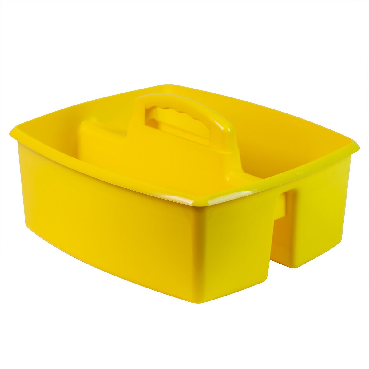 Storex Large Two-Compartment Classroom Supply Caddy with Handle, Yellow