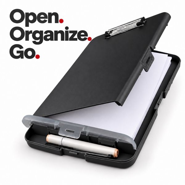Storage Clipboard 8.5" x 11" with Document Compartment & Pen Slot, Black