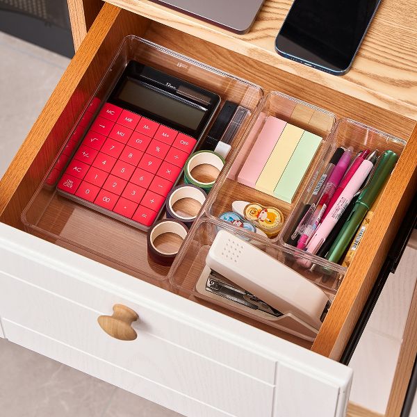 Sorbus 4-Piece Clear Acrylic Office Drawer Organizer Set - Perfect for pens, craft supplies & more
