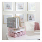 Blu Monaco Gold Desk Organizer - Cute File Holder for Desk & Drawer Storage for Office Supplies, Paper, Devices & Folders