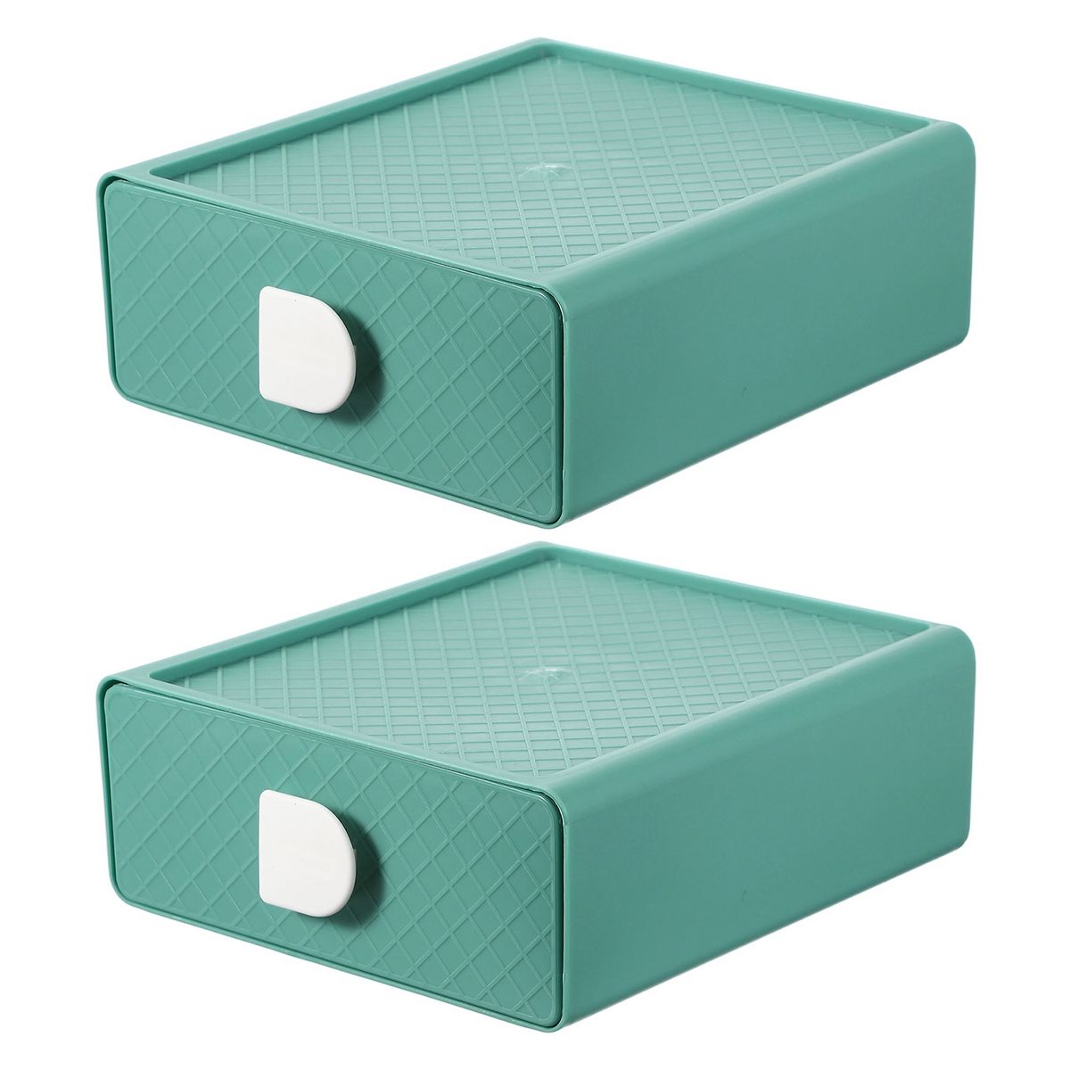 Unique Bargains Plastic Office Supplies Desk Makeup Stackable Storage Drawers Blue 1 Pc