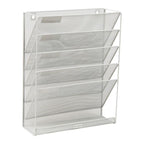Mind Reader 5-Tier Vertical File Storage, Desktop Organizer, Wall Mount, Office, Metal Mesh, 12.75"L x 4"W x 16"H, Silver: Office Supplies