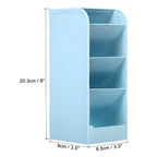 Unique Bargains Pen Holder, Desk Organizer 4 Compartments Pencil Storage Box for Office Home Supplies Blue