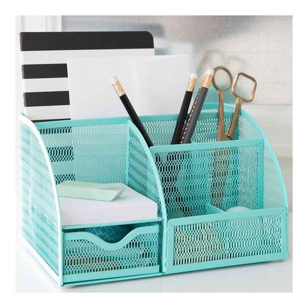Blu Monaco Aqua Desk Organizer - Cute Turquoise Accessories & Stationery Holder for School, Locker, Bedroom or Home