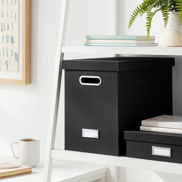 Canvas Hanging File Organizer with Lid Black - Brightroom™