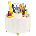 Mber Pen Holder for Desk 360° Rotating Pencil Holder for Desk Pen Organizer, 5 Slots Pencil Cup Holder for School Home Office Desk Organization, White