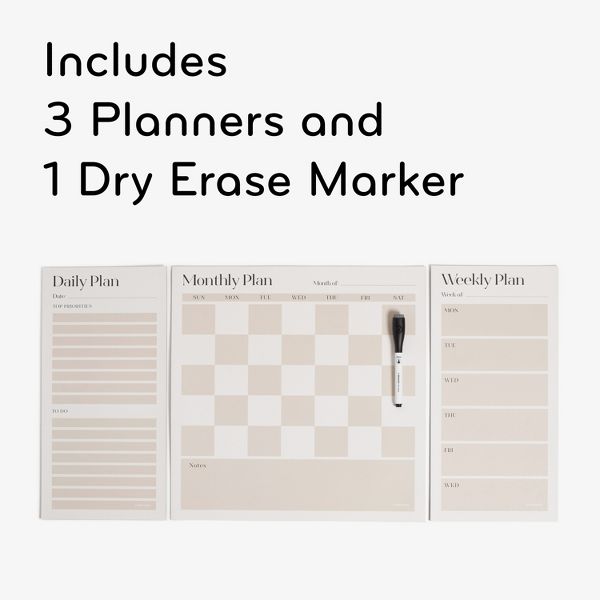 U Brands Vinyl Magnetic Calendar Planner Value Pack for Fridge Checkerboard: Wall Calendar & Office Presentation Board