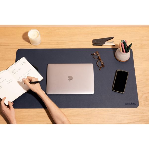 Anecdote Vegan Leather Desk Pad - Large Desk Mat Mouse Pad for Office, Keyboard & Laptop, Easy Clean, Black, 17x23.5