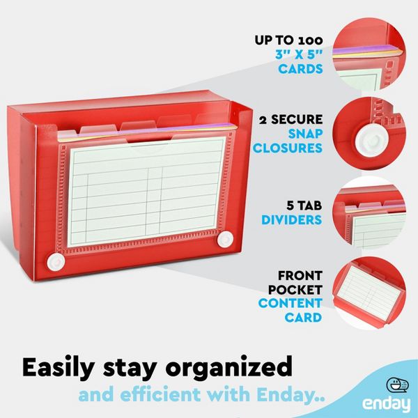 3" X 5" Index Card Case Holds 100 Cards Includes Business Card/Index Holder and 5 Tab Dividers Comes in Blue
