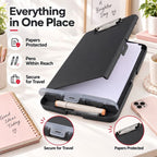 Storage Clipboard 8.5" x 11" with Document Compartment & Pen Slot, Black
