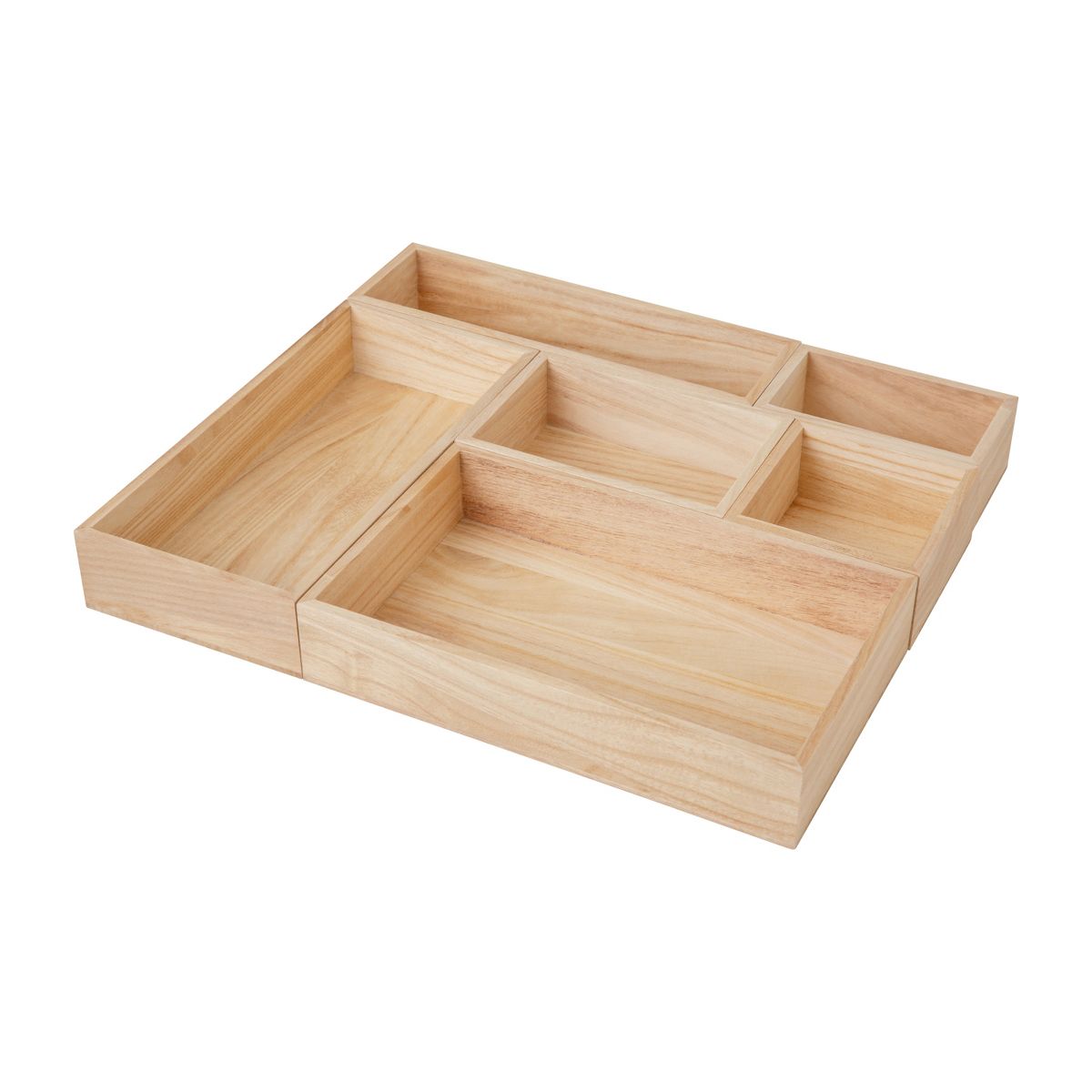 Martha Stewart Enzo 6 Piece Wooden Desk Drawer Organizer Set in Light Natural