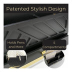 Blu Monaco Black Mail Organizer with Drawer and Gold Handle - Desktop Mail Holder and Office Supplies Storage