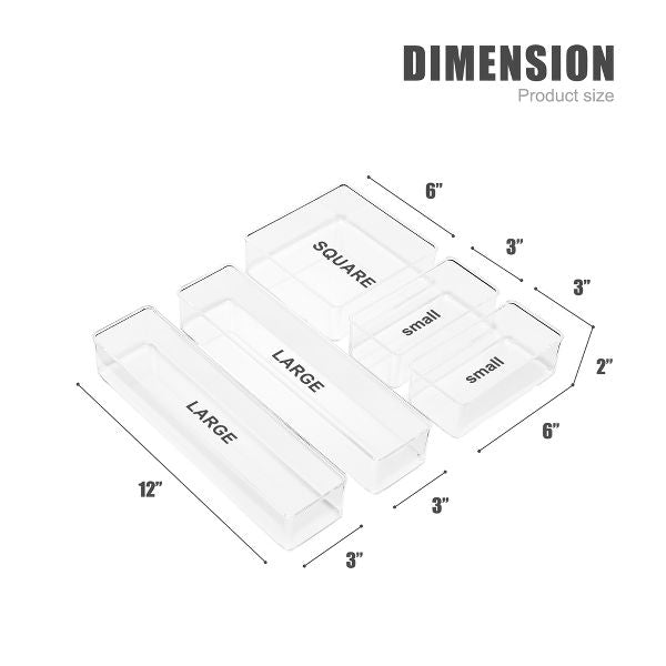 Sorbus 4-Piece Clear Acrylic Office Drawer Organizer Set - Perfect for pens, craft supplies & more