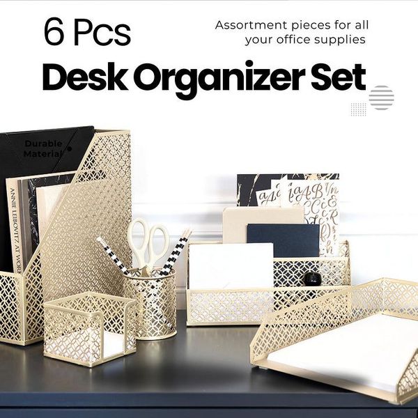 Blu Monaco 5 Piece Dark Teal Desk Organizer Set - Desk Organizers and Accessories for Women - Teal Desk Accessories - Desktop Organization