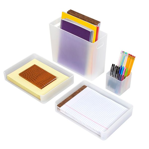 Sorbus 4 Piece Desk Organizer Set - for Office Supplies, Paper Organization Box, Stackable Letter Tray, Pen Organizer