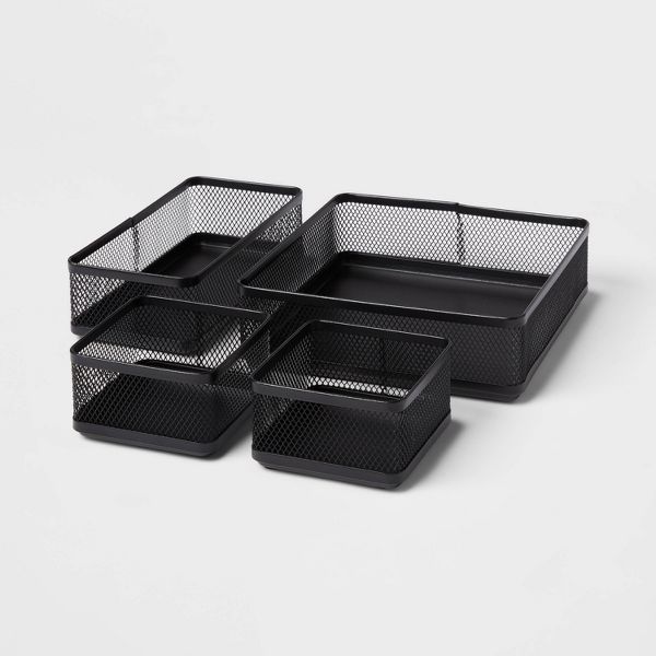 Mesh Desk Organizer Black - Brightroom™: Steel Office Supplies & Desk Drawer Organizers, 8"x8"x4.5"