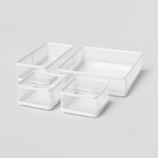Mesh Desk Organizer White - Brightroom™: Steel Office Supplies Holder, Desk Drawer Organizer, 8"x8"x4.5"