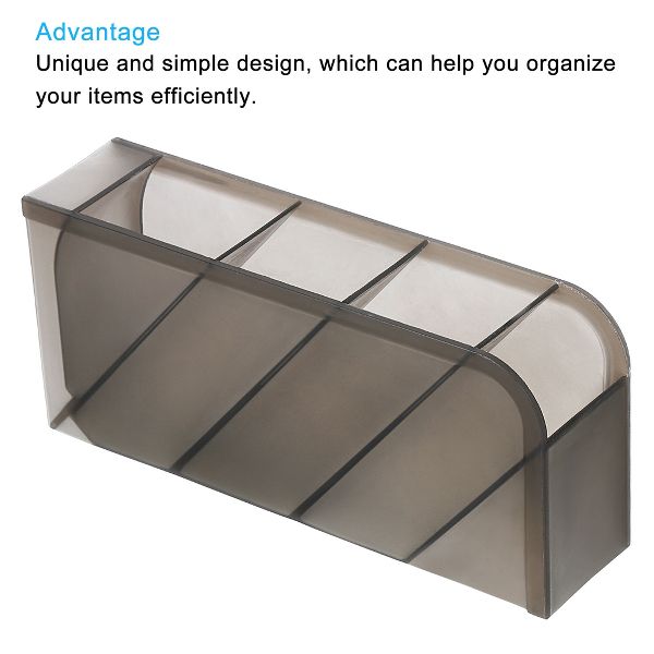Unique Bargains Office Home Supplies 4 Compartments Desk Organizer Pen Holder 3 Pcs Clear Black