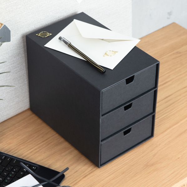 Bigso Ingrid 3-Drawer Fiberboard Desk Organizer | Stackable Desktop Storage for Office Supplies