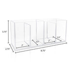 Isaac Jacobs 4-Compartment Clear Acrylic Organizer- Makeup Brush Holder- Storage Solution- Office, Bathroom, Kitchen Supplies and More