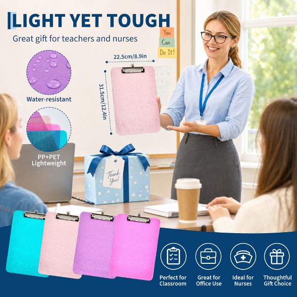 Shiny Writing Board with Pen Clip, Portable Writing Pad, Smooth Writing Surface with Pen Holder, Versatile Writing Tool for Office & School Use