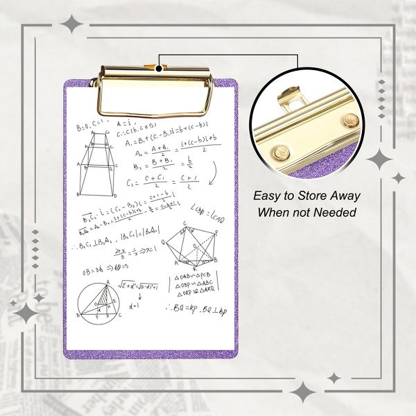 Unique Bargains Glitter Design Office Supplies Acrylic Clipboards 6.02 x 3.94 Inch Black 1 Pc