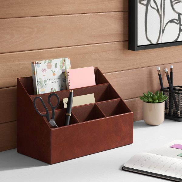 Faux Leather 5 Slot Desktop Organizer - Threshold™