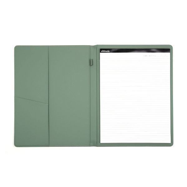 Altitude Padfolio 10"x12.5" Vegan Leather Dark Sage Debossed Arch