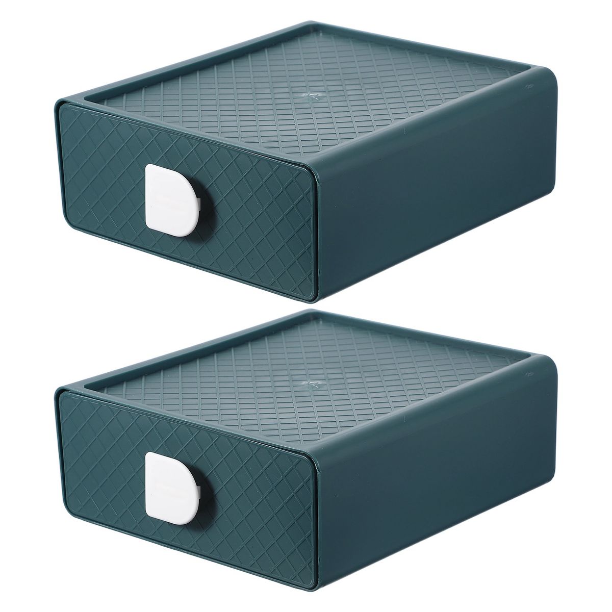 Unique Bargains Plastic Office Supplies Desk Makeup Stackable Storage Drawers Blue 1 Pc