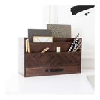 Blu Monaco Black Mail Organizer with Drawer and Gold Handle - Desktop Mail Holder and Office Supplies Storage