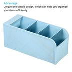 Unique Bargains Pen Holder, Desk Organizer 4 Compartments Pencil Storage Box for Office Home Supplies Blue