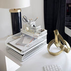 Blu Monaco 6 Piece Interlocking Aqua Desk Organizer Set - Office Organizer - Pen Cup, 3 Accessory Trays, 2 Letter Trays