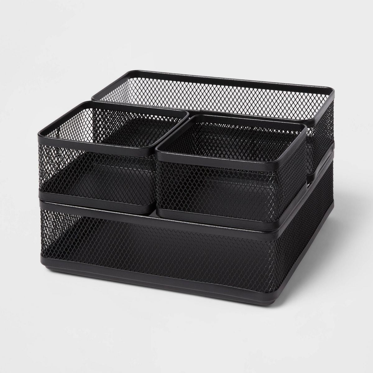 Mesh Desk Organizer Black - Brightroom™: Steel Office Supplies & Desk Drawer Organizers, 8"x8"x4.5"
