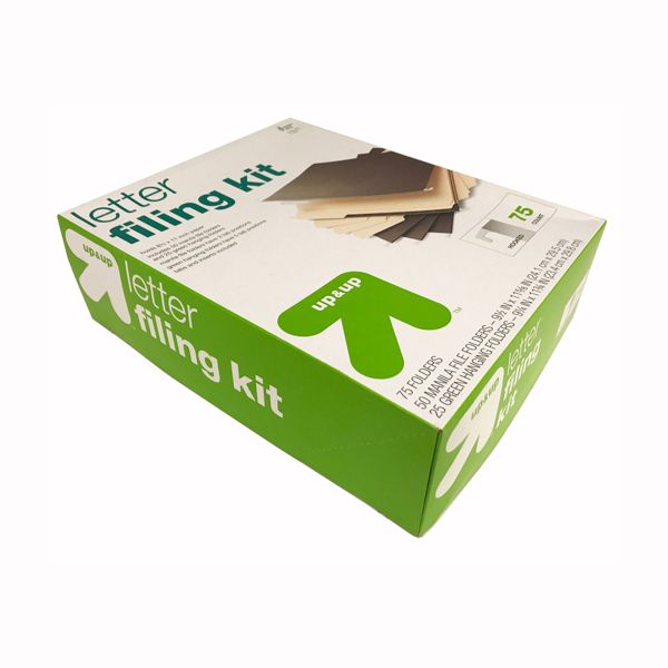 75ct Letter Filing Kit - up&up™: File Organizer, Hanging File Folders, Office Supplies, Plastic, Green, 8.5x11"