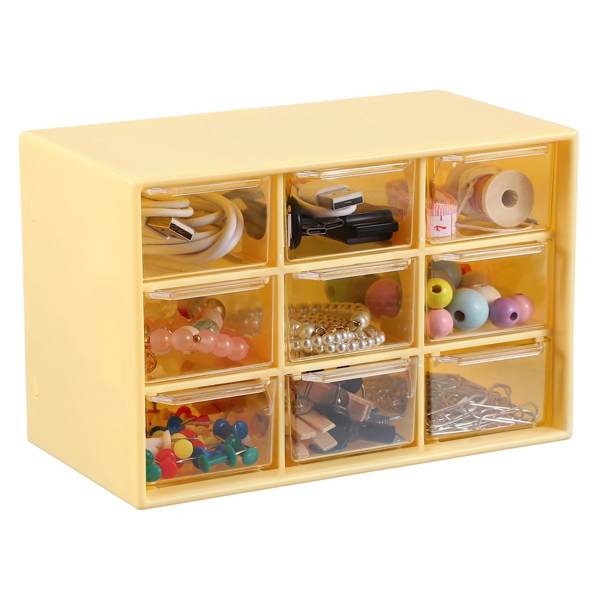 Unique Bargains Plastic Office Supplies Bedroom Desk Makeup Storage Drawers Black