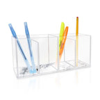 Isaac Jacobs 4-Compartment Clear Acrylic Organizer- Makeup Brush Holder- Storage Solution- Office, Bathroom, Kitchen Supplies and More