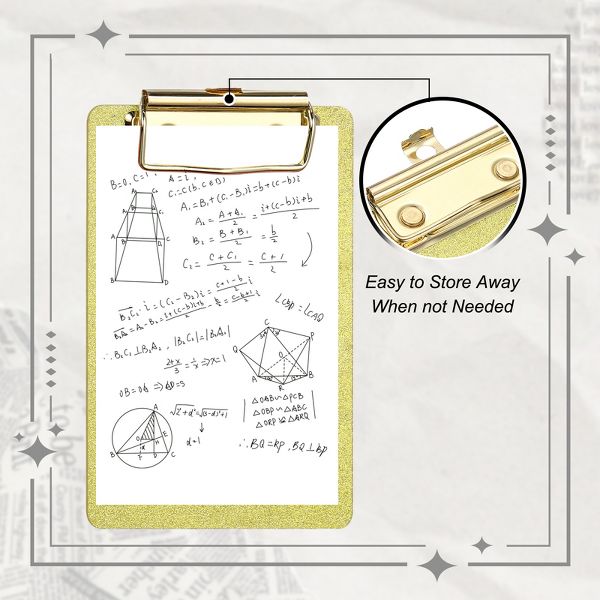 Unique Bargains Glitter Design Office Supplies Acrylic Clipboards 6.02 x 3.94 Inch Black 1 Pc