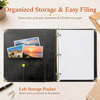 2 Pack Blue Vintage PU Smooth Texture, 3-Hole Ring Binder , Durable Retro Elegant Professional Office School Business Three-Ring Binder