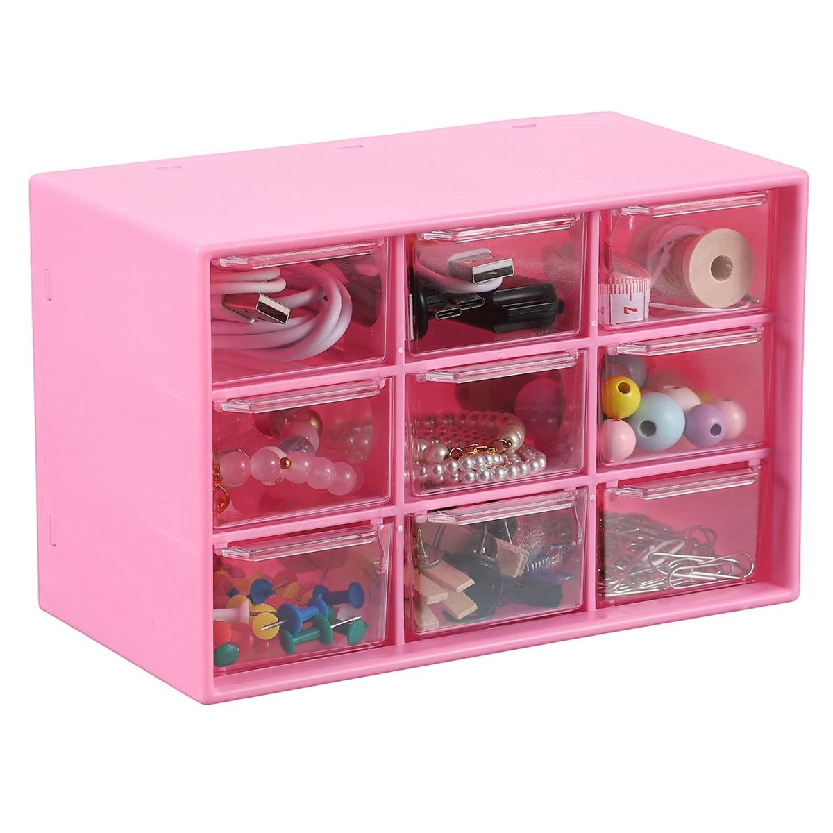 Unique Bargains Plastic Office Supplies Bedroom Desk Makeup Storage Drawers Black